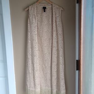 Lavanya Minimalist Fringe Cutout Cardigan Duster S